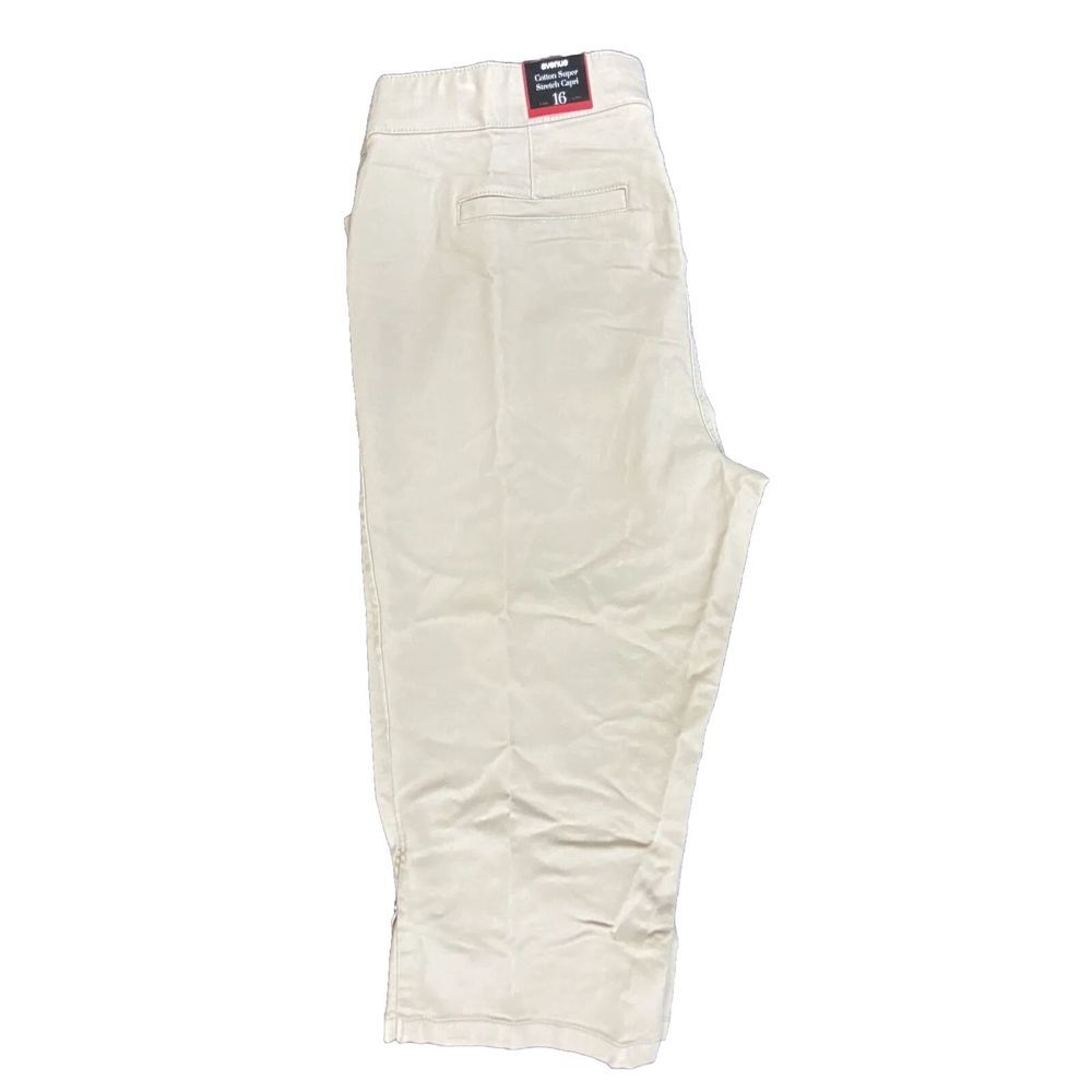 Avenue Capri Khakis Womens‎ Sz 16 Beige Tan Pants Chino Slacks Trousers Stretch